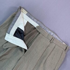 Majer Dress Pants Mens 40x25 Brown Pleated Cuffed‎ Lined Classic Fit Trousers
